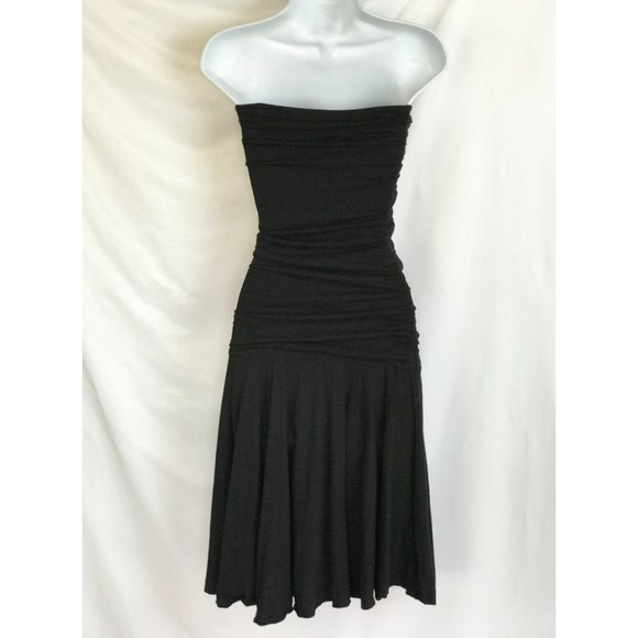 Anthropologie Velvet Sheath Little Black Dress Strapless - Picture 5 of 10
